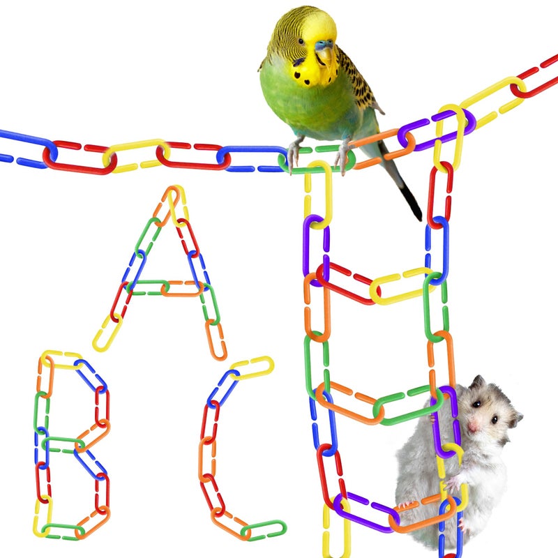 SunGrow Rainbow C-Clips Plastic Chain Links, Bird Swing & Climbing Chain Cage Toy Clips & Hooks, DIY Kids Learning Toys for Classroom, Suitable for Sugar Glider, Rat, Parrot, Bird - Image 1